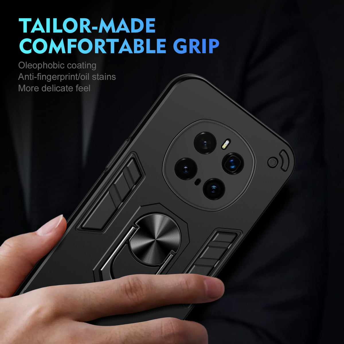 WANLONFENG for Honor Magic7 Pro 5G YS Series Case Kicktand Shockproof PC TPU Phone Cover with 2Pcs Tempered Glass Film