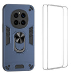 WANLONFENG for Honor Magic7 Pro 5G YS Series Case Kicktand Shockproof PC TPU Phone Cover with 2Pcs Tempered Glass Film