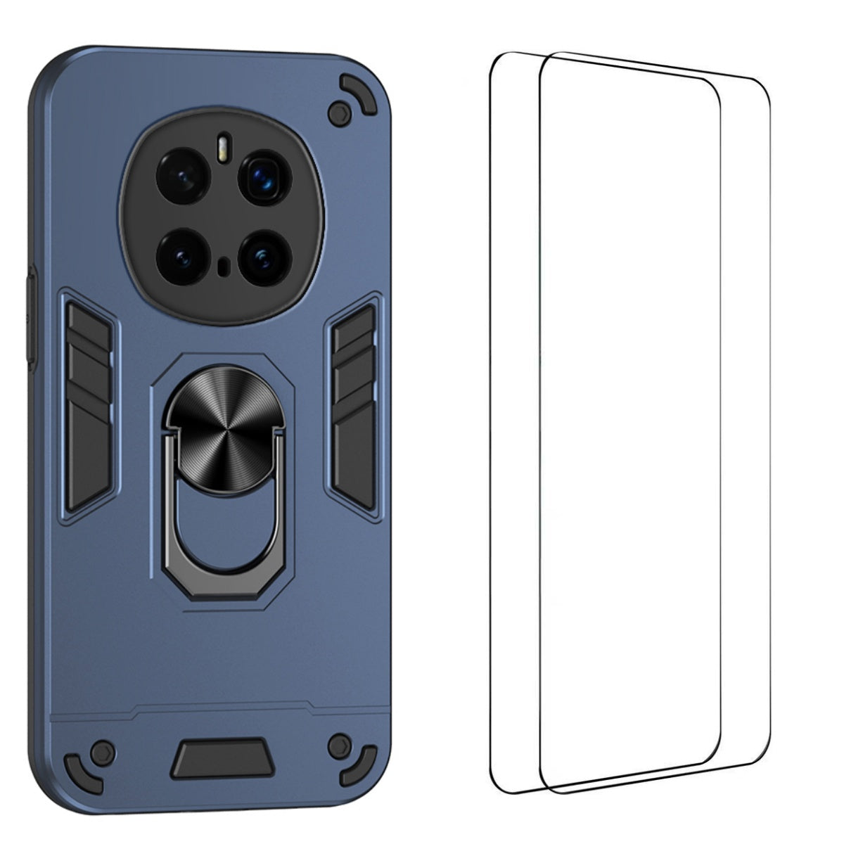 WANLONFENG for Honor Magic7 Pro 5G YS Series Case Kicktand Shockproof PC TPU Phone Cover with 2Pcs Tempered Glass Film