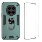 WANLONFENG for Honor Magic7 Pro 5G YS Series Case Kicktand Shockproof PC TPU Phone Cover with 2Pcs Tempered Glass Film