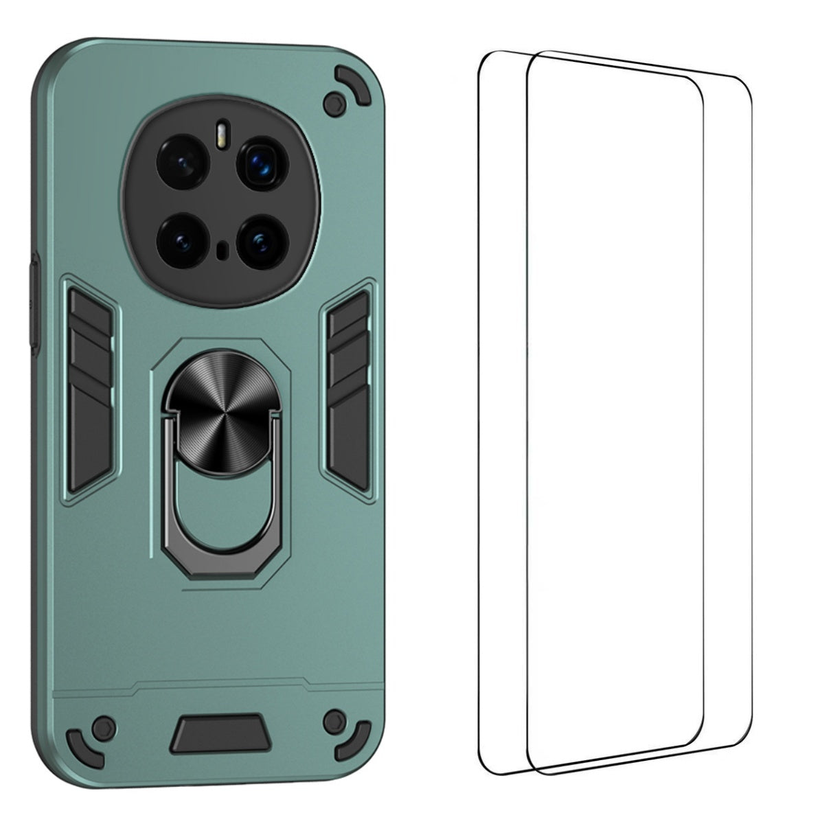 WANLONFENG for Honor Magic7 Pro 5G YS Series Case Kicktand Shockproof PC TPU Phone Cover with 2Pcs Tempered Glass Film