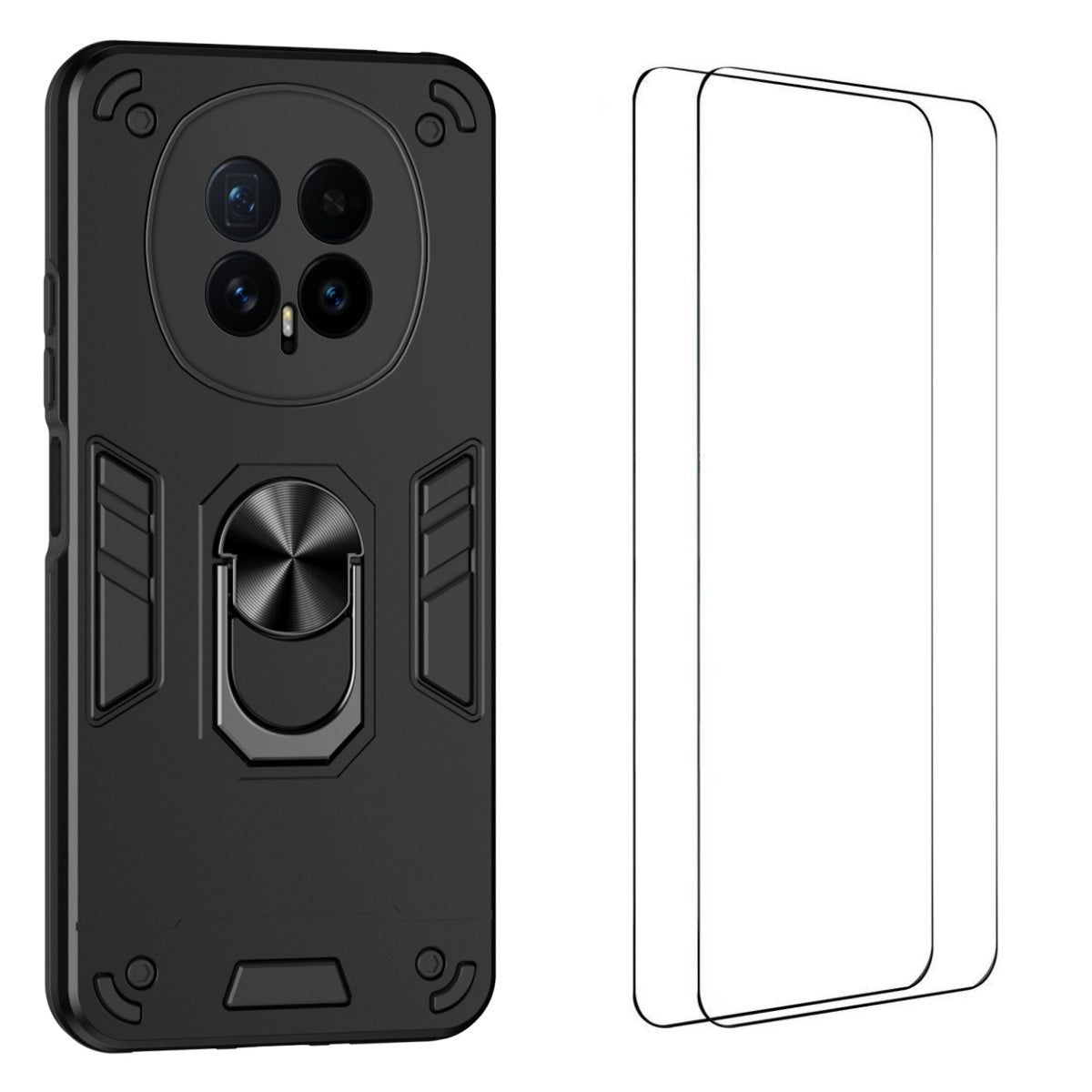 WANLONFENG for Honor Magic8 5G YS Series Case Kicktand Shockproof PC TPU Phone Cover with 2Pcs Tempered Glass Film