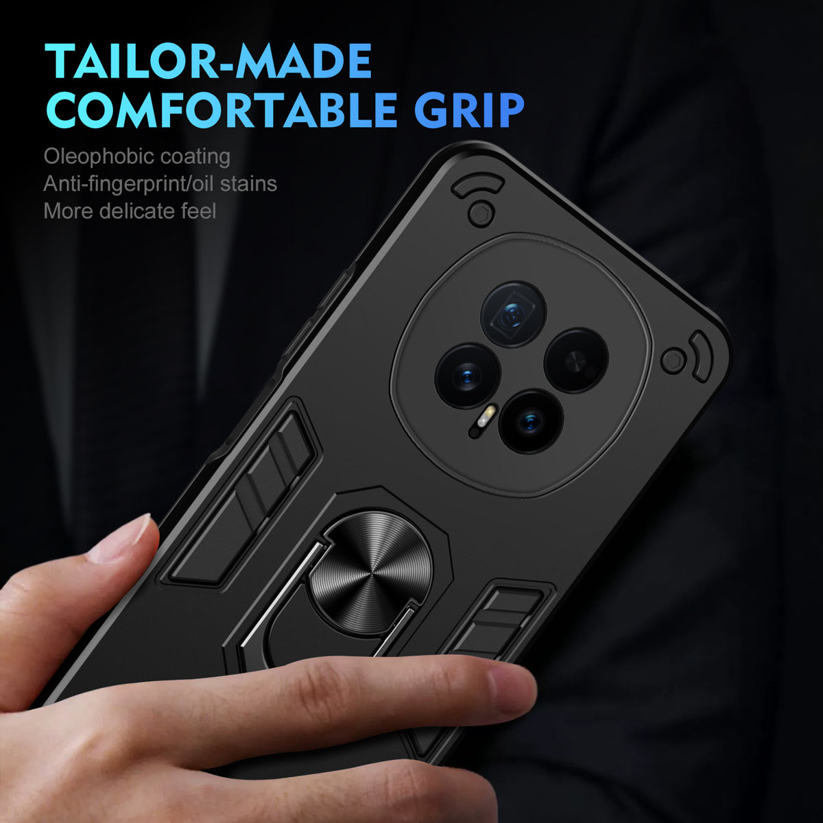 WANLONFENG for Honor Magic8 5G YS Series Case Kicktand Shockproof PC TPU Phone Cover with 2Pcs Tempered Glass Film