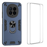 WANLONFENG for Honor Magic8 5G YS Series Case Kicktand Shockproof PC TPU Phone Cover with 2Pcs Tempered Glass Film
