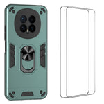 WANLONFENG for Honor Magic8 5G YS Series Case Kicktand Shockproof PC TPU Phone Cover with 2Pcs Tempered Glass Film