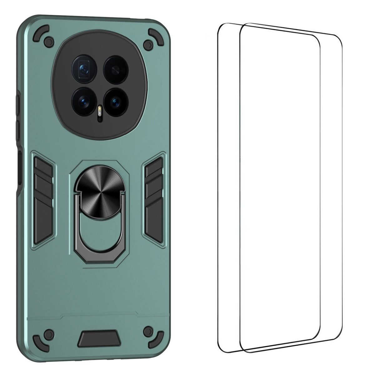 WANLONFENG for Honor Magic8 5G YS Series Case Kicktand Shockproof PC TPU Phone Cover with 2Pcs Tempered Glass Film