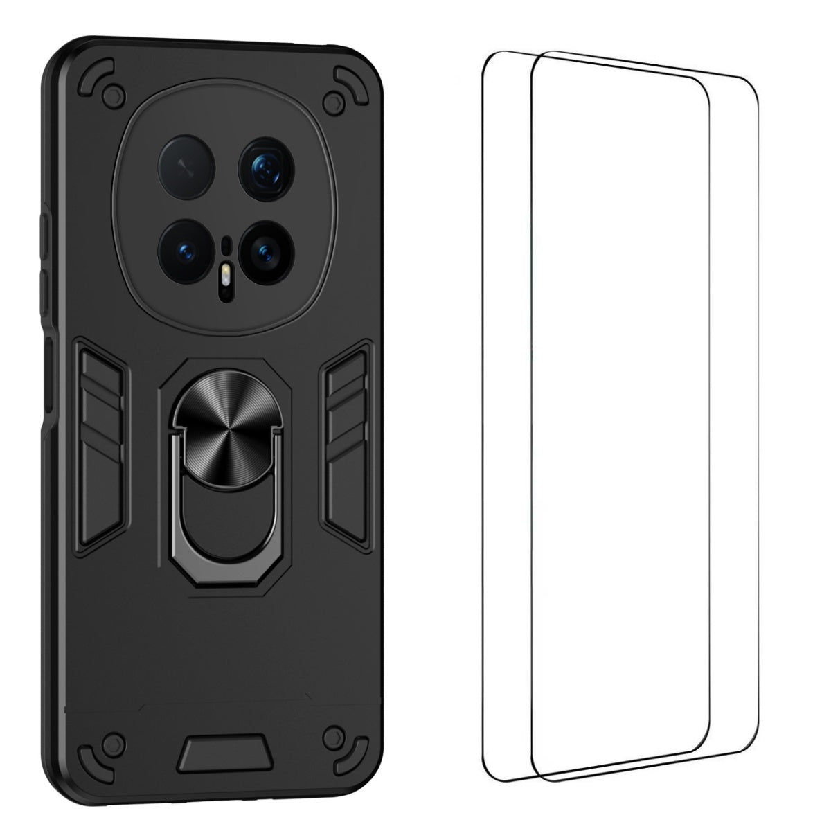 WANLONFENG for Honor Magic8 Pro 5G YS Series Case Kicktand Shockproof PC TPU Phone Cover with 2Pcs Tempered Glass Film