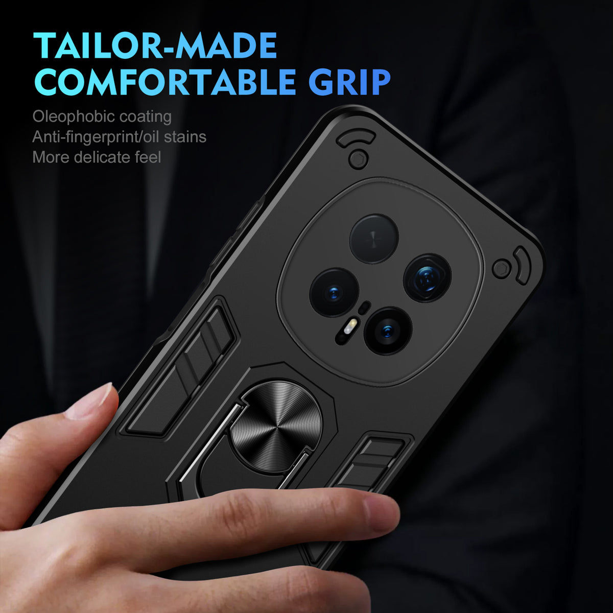 WANLONFENG for Honor Magic8 Pro 5G YS Series Case Kicktand Shockproof PC TPU Phone Cover with 2Pcs Tempered Glass Film