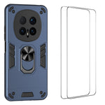 WANLONFENG for Honor Magic8 Pro 5G YS Series Case Kicktand Shockproof PC TPU Phone Cover with 2Pcs Tempered Glass Film