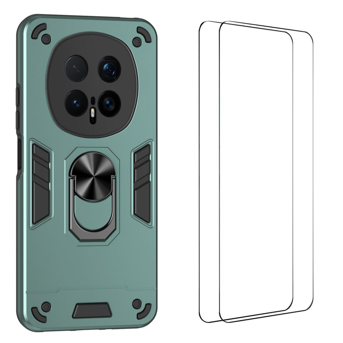WANLONFENG for Honor Magic8 Pro 5G YS Series Case Kicktand Shockproof PC TPU Phone Cover with 2Pcs Tempered Glass Film