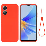 For Oppo A17 4G / A17k 4G Non-slip Liquid Silicone Phone Case Shockproof Back Cover with Strap