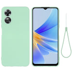 For Oppo A17 4G / A17k 4G Non-slip Liquid Silicone Phone Case Shockproof Back Cover with Strap