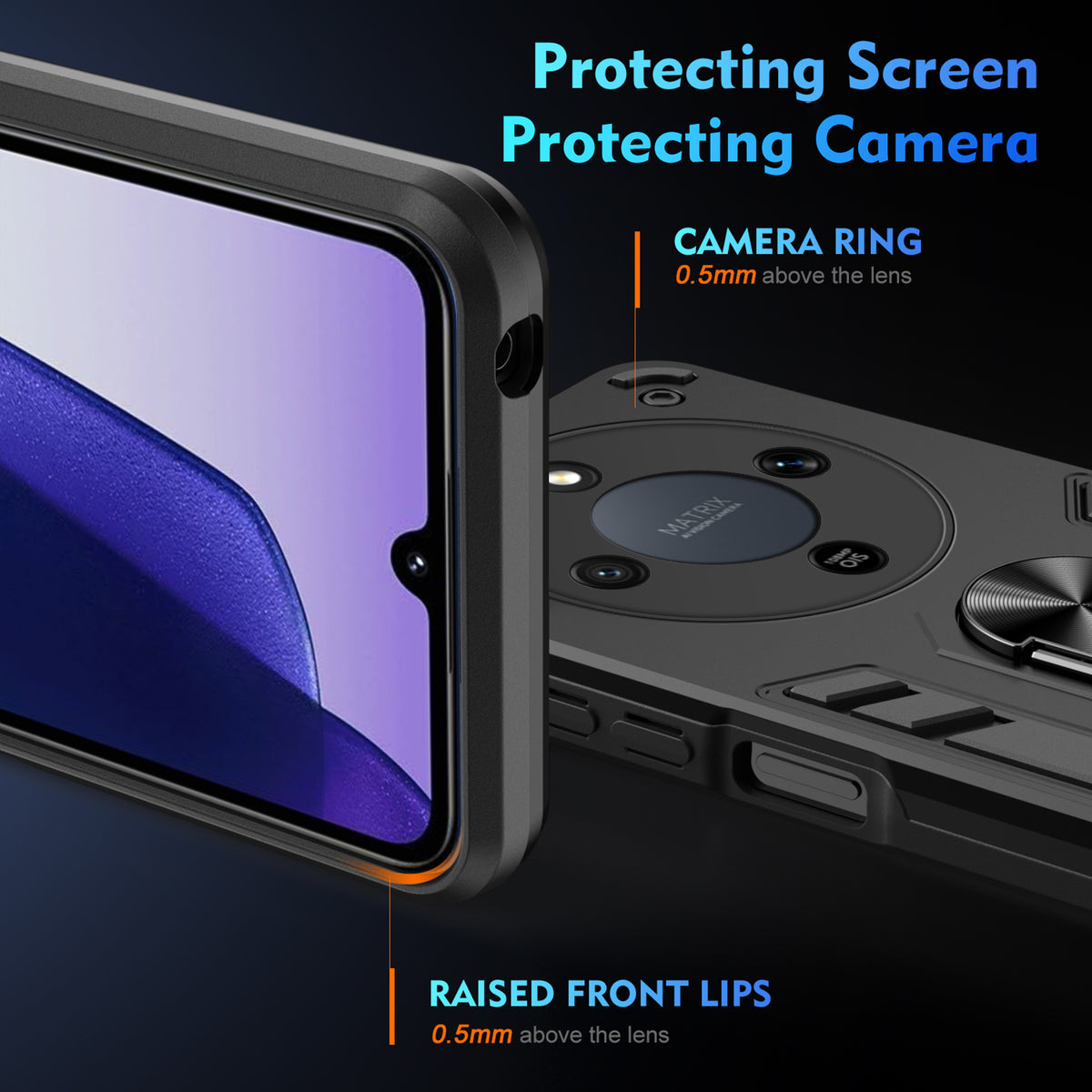 WANLONFENG YS-serieetui til Honor X70 5G / Honor X9d 5G / Honor Magic8 Lite 5G, stødsikkert PC- og TPU-mobilcover med 2 hærdede glasbeskyttere