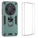 WANLONFENG YS-serieetui til Honor X70 5G / Honor X9d 5G / Honor Magic8 Lite 5G, stødsikkert PC- og TPU-mobilcover med 2 hærdede glasbeskyttere
