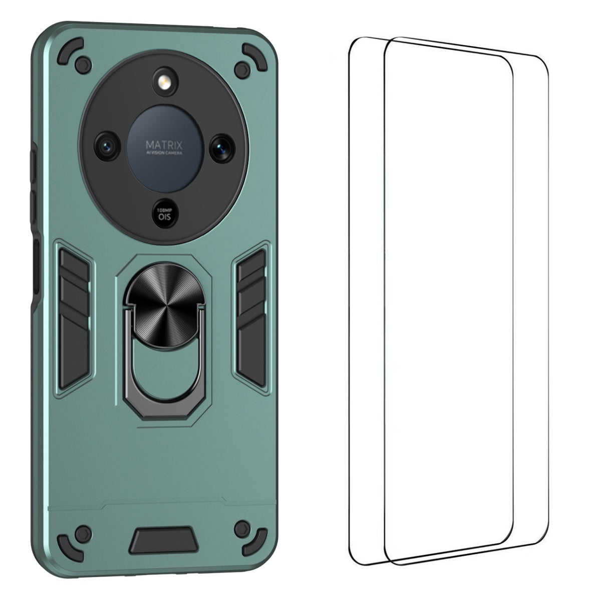 WANLONFENG YS-serieetui til Honor X70 5G / Honor X9d 5G / Honor Magic8 Lite 5G, stødsikkert PC- og TPU-mobilcover med 2 hærdede glasbeskyttere