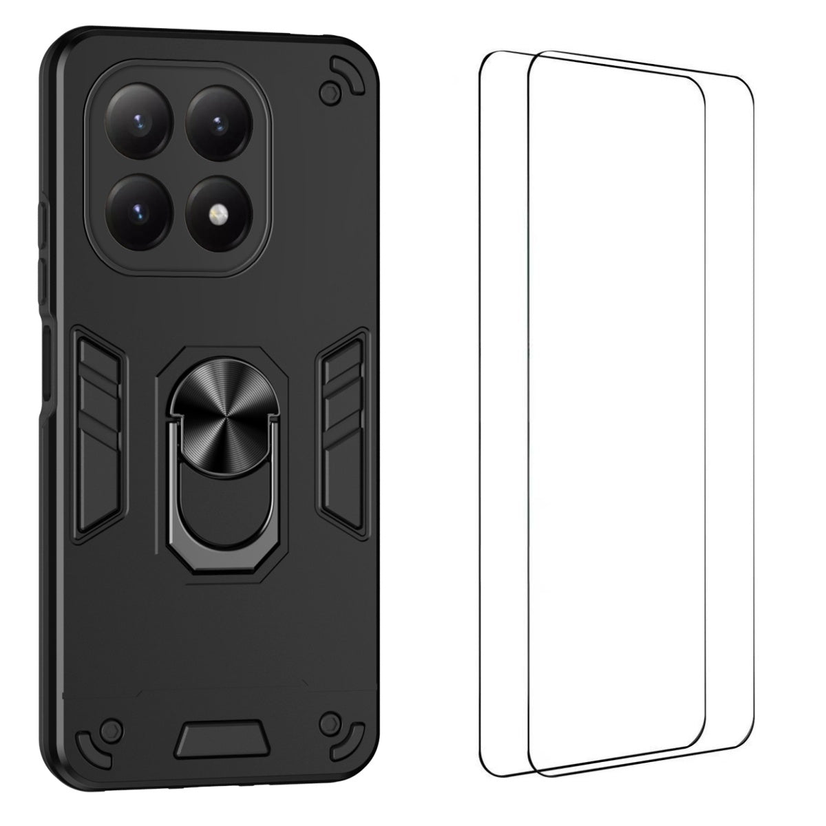 WANLONFENG för Xiaomi 15T YS-seriens skal, stötsäkert PC TPU-mobilskal med 2 st. härdat glasfilm