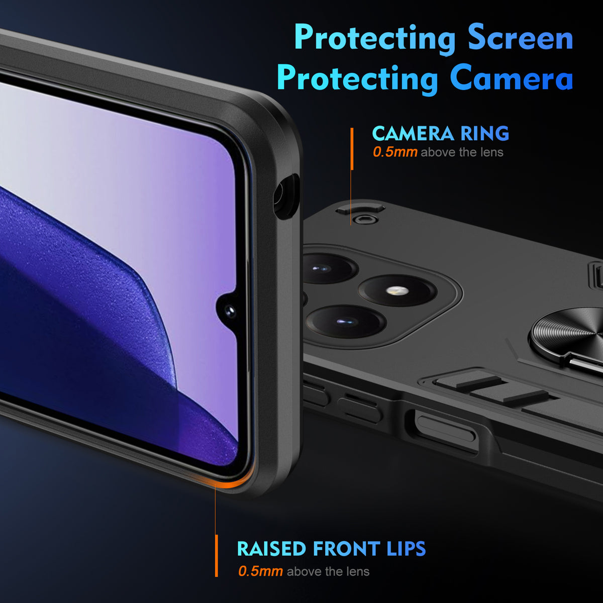 WANLONFENG för Xiaomi 15T YS-seriens skal, stötsäkert PC TPU-mobilskal med 2 st. härdat glasfilm