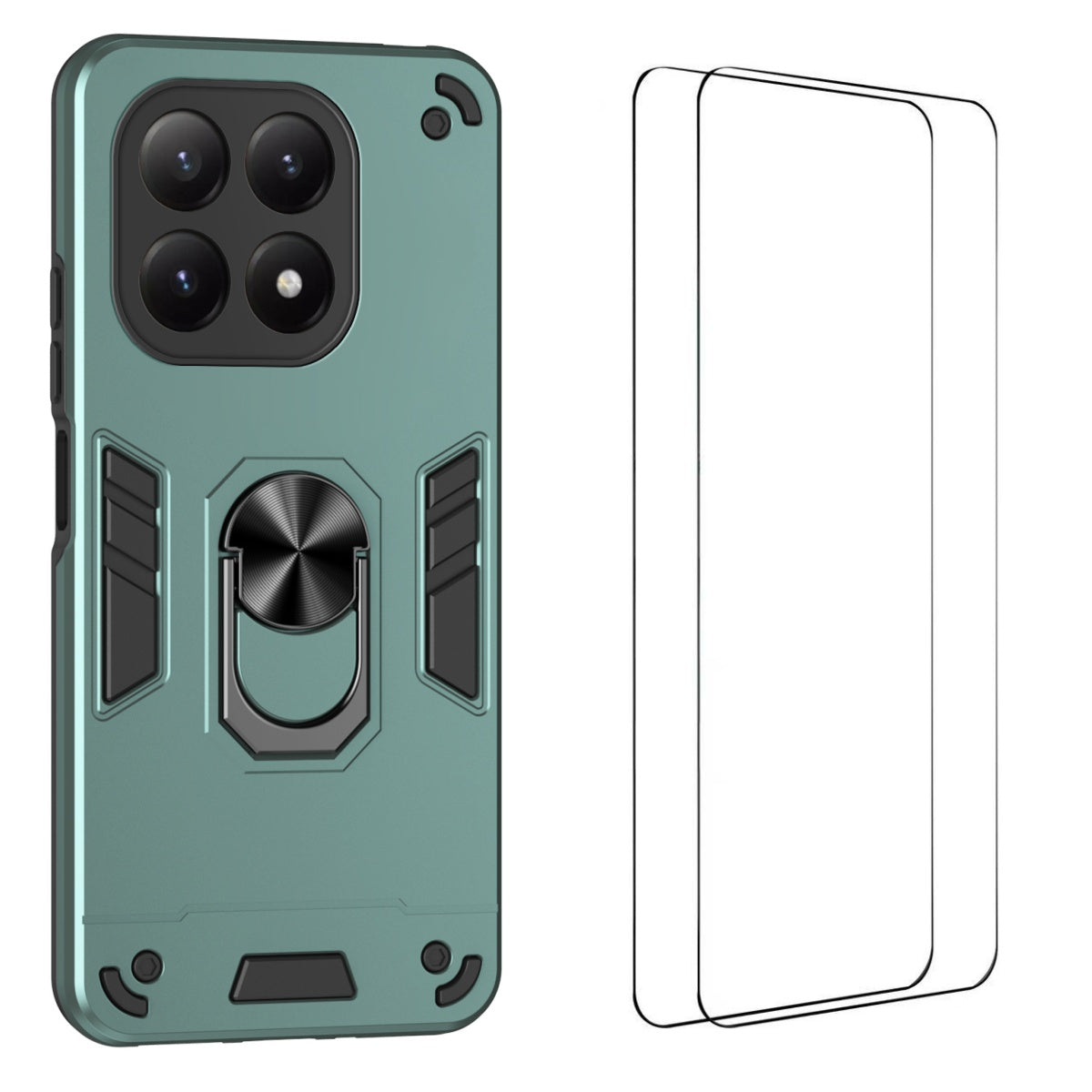 WANLONFENG för Xiaomi 15T YS-seriens skal, stötsäkert PC TPU-mobilskal med 2 st. härdat glasfilm