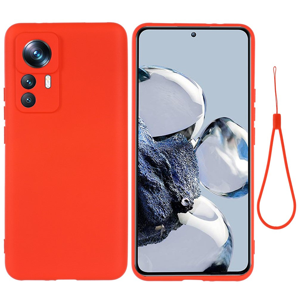 Protective Phone Case for Xiaomi 12T Pro 5G, Lightweight Anti-Scratch Liquid Silicone Back Cover with Strap