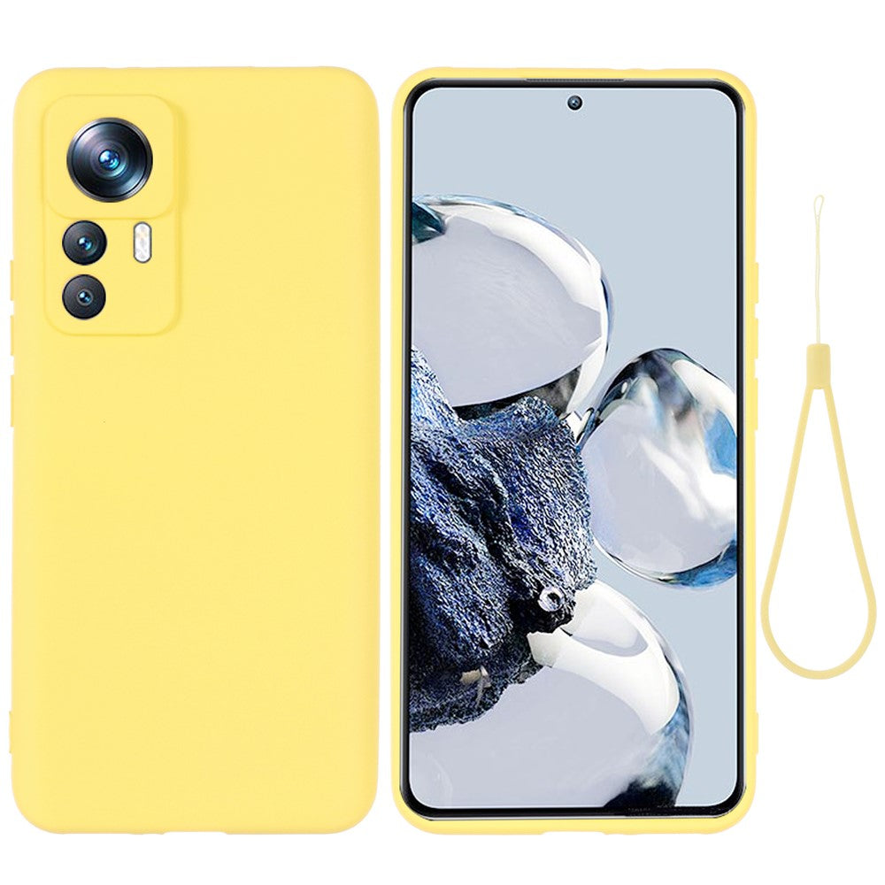 Protective Phone Case for Xiaomi 12T Pro 5G, Lightweight Anti-Scratch Liquid Silicone Back Cover with Strap