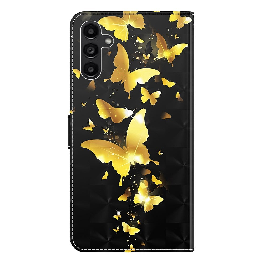 Samsung Galaxy A54 5G PU-läder 3D-mönstertryck mobilskal Fullt skyddande vikbart mobilskal stativ plånbok med rem