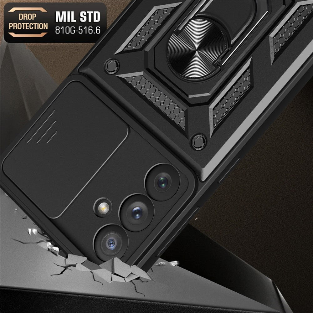 Ringholder Kickstand Telefoncover til Samsung Galaxy A54 5G, PC + TPU Dropproof Cover med Skydbart Kamerabeskyttelse