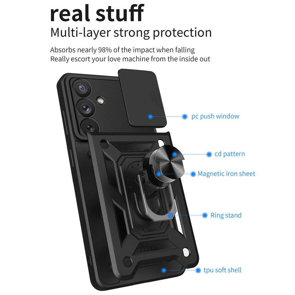 Ringholder Kickstand Telefoncover til Samsung Galaxy A54 5G, PC + TPU Dropproof Cover med Skydbart Kamerabeskyttelse