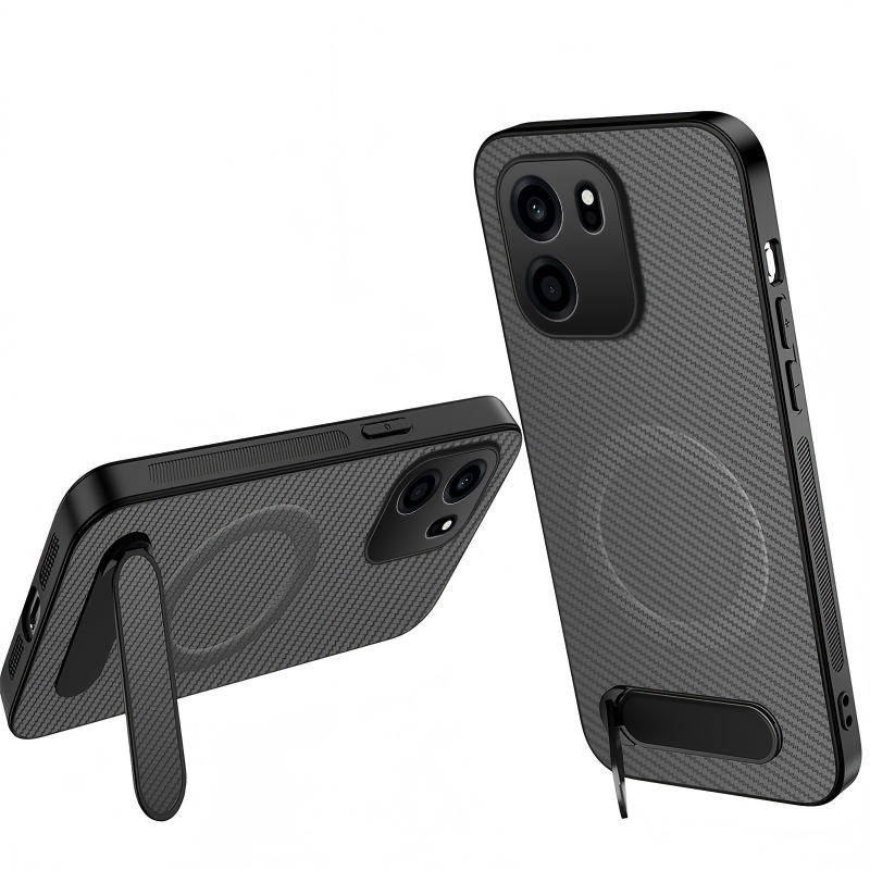 WANLONFENG för OnePlus Turbo 6V 5G / OnePlus Nord CE6 5G QT-serien Magnetiskt skal Stativ Kolfiberstruktur PC TPU mobilskal