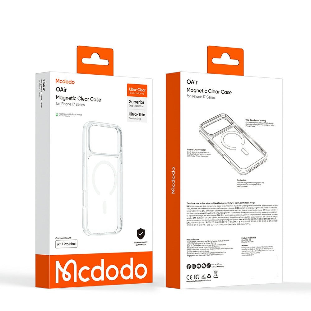 MCDODO PC-1821 for iPhone 17 Pro Magnetic Case PC + TPU Protective Phone Cover
