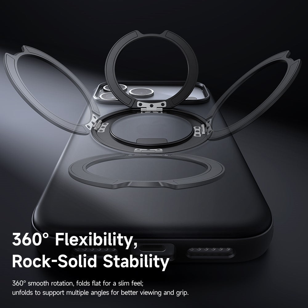 MCDODO PC-1872 for iPhone 17 Pro Max Magnetic Case 360° Ring Kickstand PC + TPU Phone Cover
