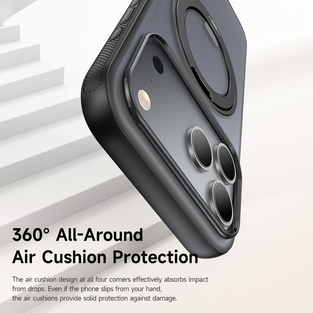 MCDODO PC-1872 for iPhone 17 Pro Max Magnetic Case 360° Ring Kickstand PC + TPU Phone Cover