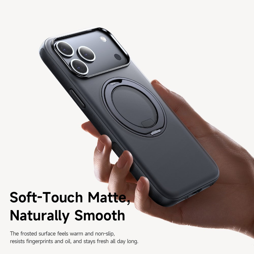 MCDODO PC-1872 for iPhone 17 Pro Max Magnetic Case 360° Ring Kickstand PC + TPU Phone Cover