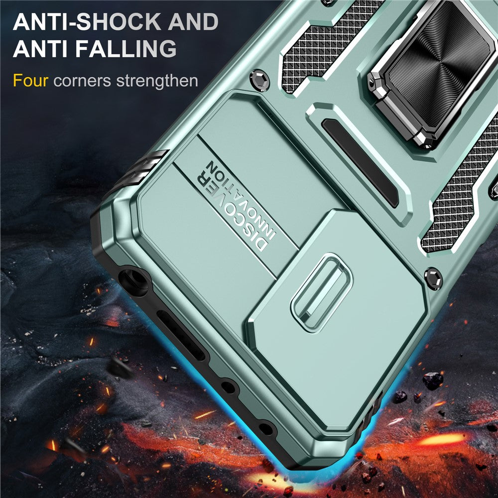 Armor Series for Xiaomi Redmi Note 12 Pro 4G / 11 Pro 4G (MediaTek) / Note 11 Pro 5G (Qualcomm) Slide Camera Protection Case Kickstand PC + TPU Impact-Resistant Cover