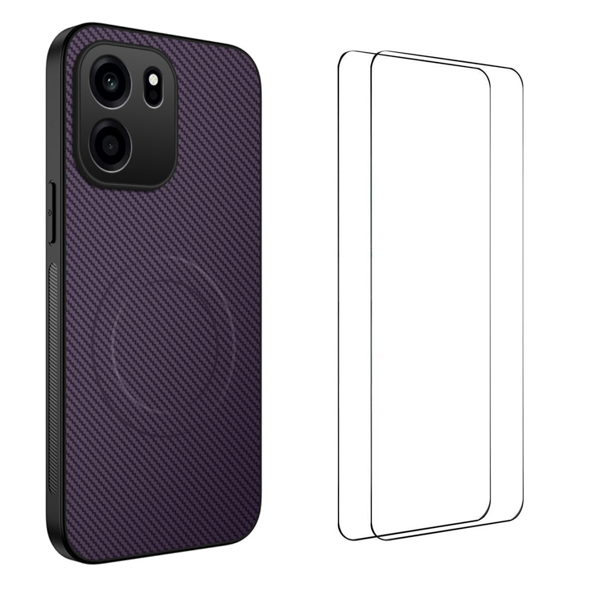WANLONFENG för OnePlus Turbo 6V 5G / OnePlus Nord CE6 5G TQ1-serien Magnetiskt skal Kolfiberstruktur PC TPU mobilskal med 2 st. skärmfilmer