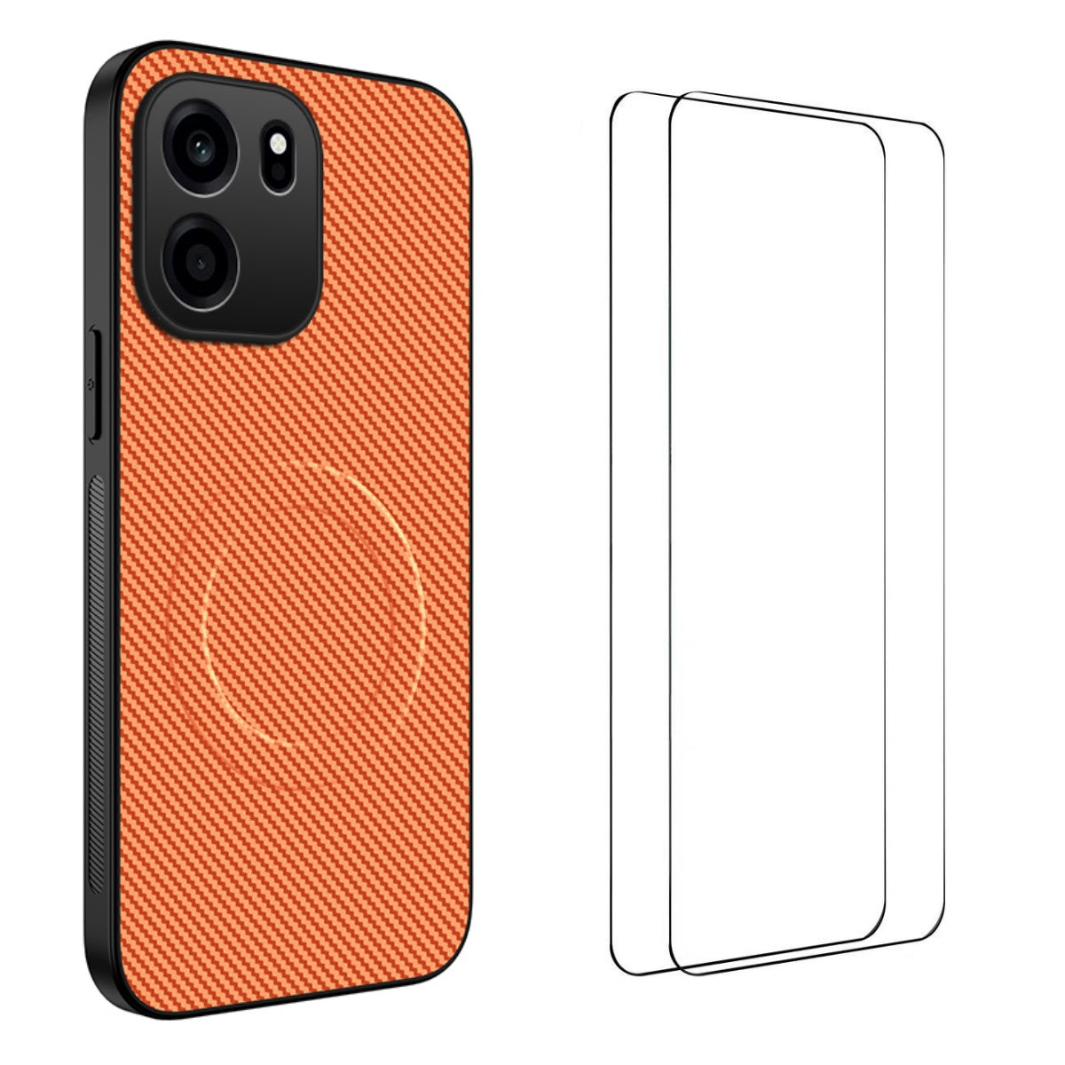 WANLONFENG för OnePlus Turbo 6V 5G / OnePlus Nord CE6 5G TQ1-serien Magnetiskt skal Kolfiberstruktur PC TPU mobilskal med 2 st. skärmfilmer