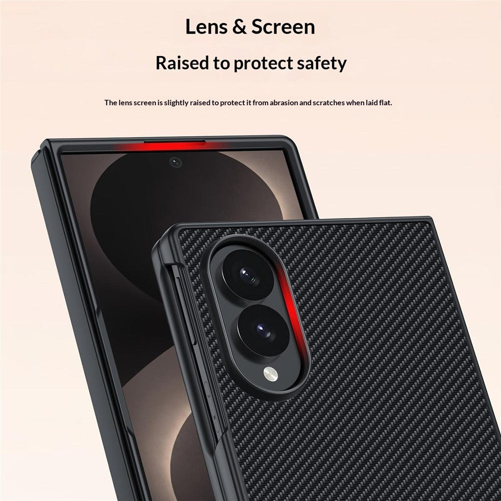 For Samsung Galaxy Z Fold8 Case Leather + PC Hard Phone Cover Carbon Fiber Texture