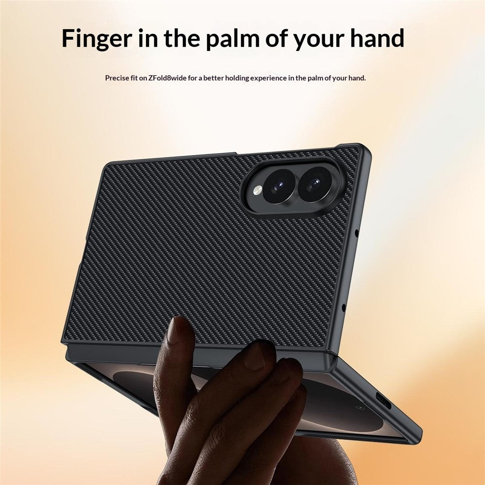 For Samsung Galaxy Z Fold8 Case Leather + PC Hard Phone Cover Carbon Fiber Texture