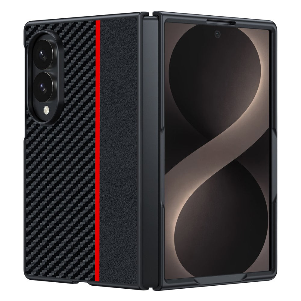 For Samsung Galaxy Z Fold8 Case Leather + PC Hard Phone Cover Carbon Fiber Texture