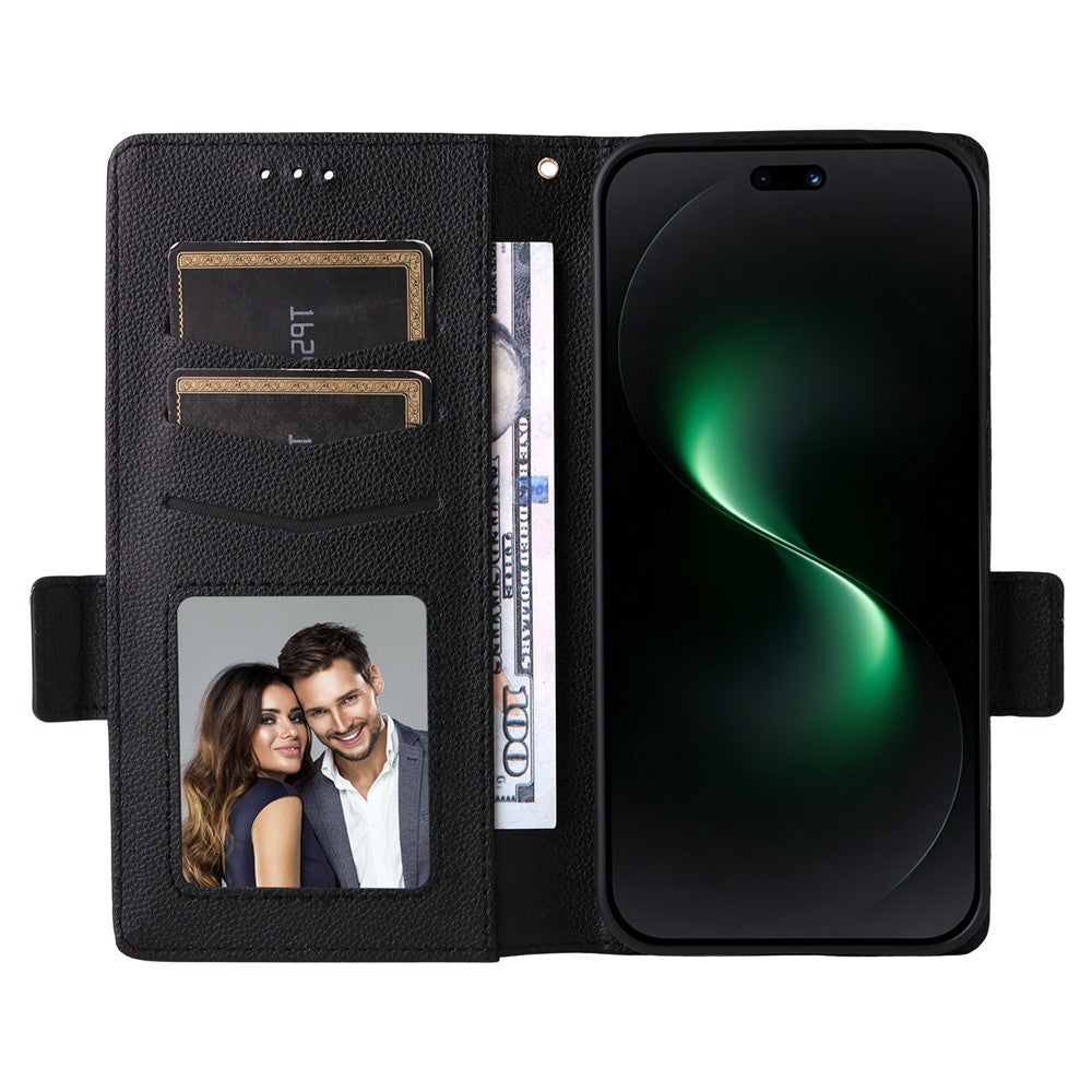 Huawei Nova 15 Pro 5G / Nova 15 Ultra 5G-skal, Litchitexturerat läderfodral med handledsrem