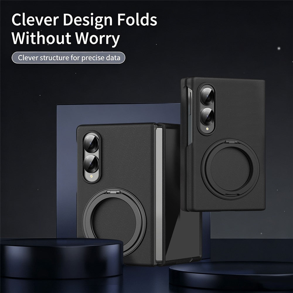 Til Samsung Galaxy Z Fold8 Magnetisk Cover Ring Kickstand Hårdt PC-etui med Hærdet Glas Skærmfilm