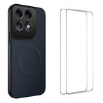 WANLONFENG til Motorola Edge 70 Pro 5G TQ1 Series magnetisk etui kulfibertekstur PC TPU telefoncover med 2 stk. skærmfilm