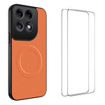 WANLONFENG til Motorola Edge 70 Pro 5G TQ1 Series magnetisk etui kulfibertekstur PC TPU telefoncover med 2 stk. skærmfilm