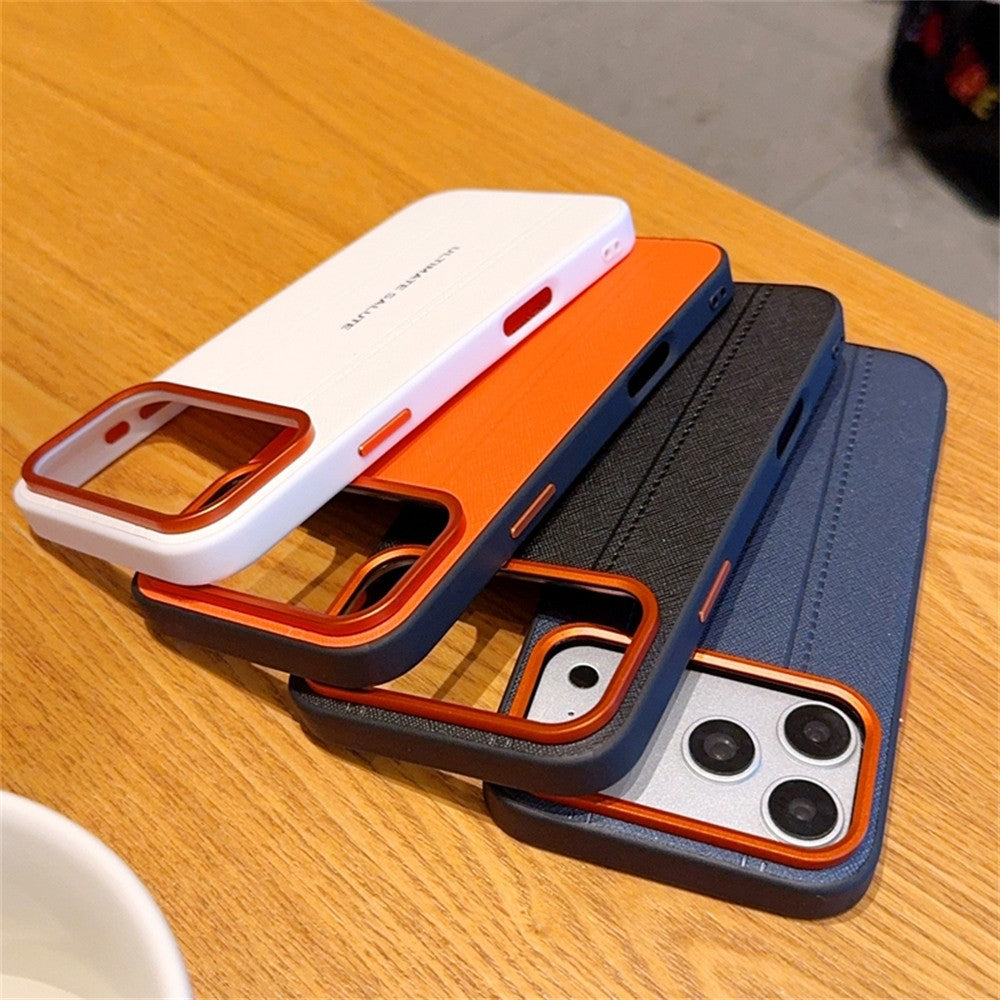 For iPhone 17 Pro Max Case Leather Texture PC + TPU Anti-slip Phone Protective Cover