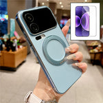 For Xiaomi 17 Pro Max Magnetic Case Rotatable Kickstand TPU PC Matte Phone Cover with Tempered Glass Film