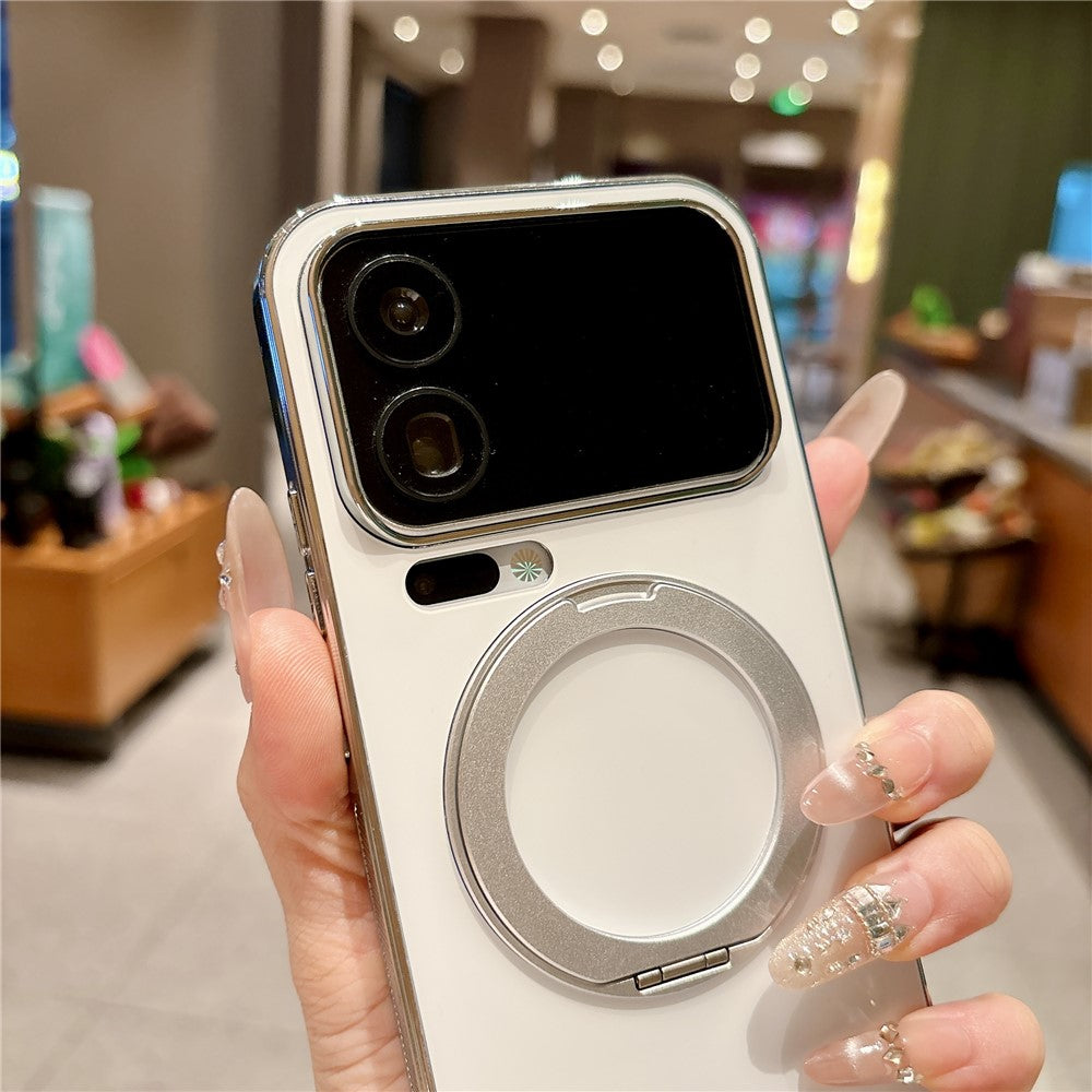 For Xiaomi 17 Pro Max Magnetic Case Rotatable Kickstand TPU PC Matte Phone Cover with Tempered Glass Film