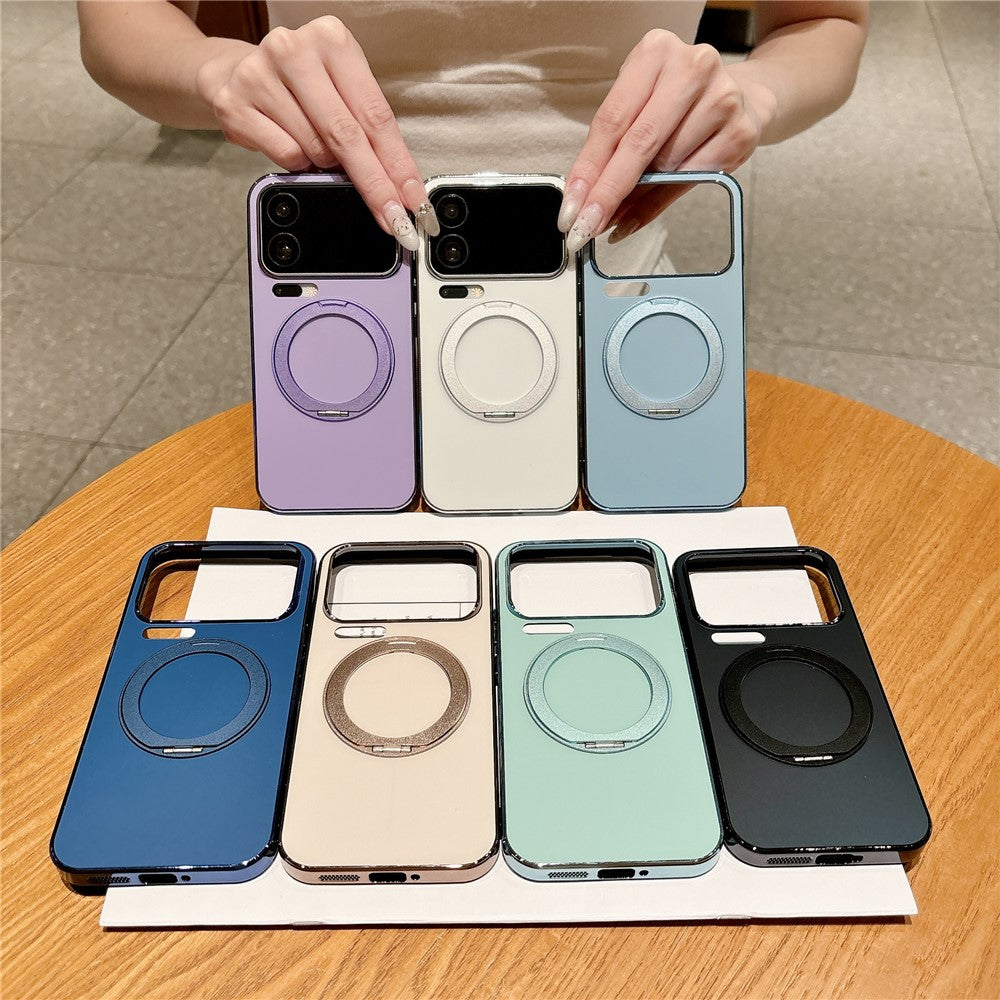 For Xiaomi 17 Pro Max Magnetic Case Rotatable Kickstand TPU PC Matte Phone Cover with Tempered Glass Film