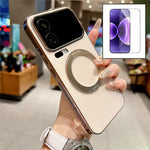 For Xiaomi 17 Pro Max Magnetic Case Rotatable Kickstand TPU PC Matte Phone Cover with Tempered Glass Film