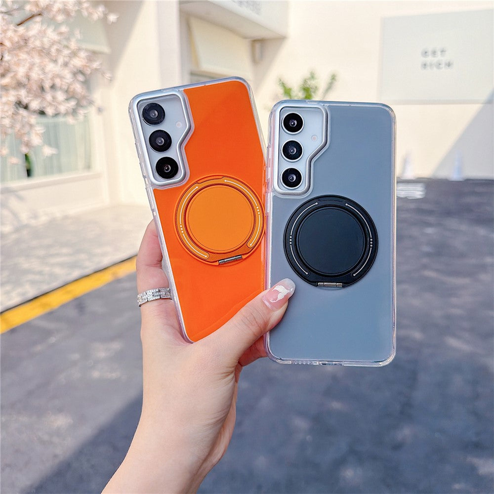 For Samsung Galaxy S25 / S24 Case Rotating Ring Holder Kickstand TPU + Acrylic Shockproof Phone Cover