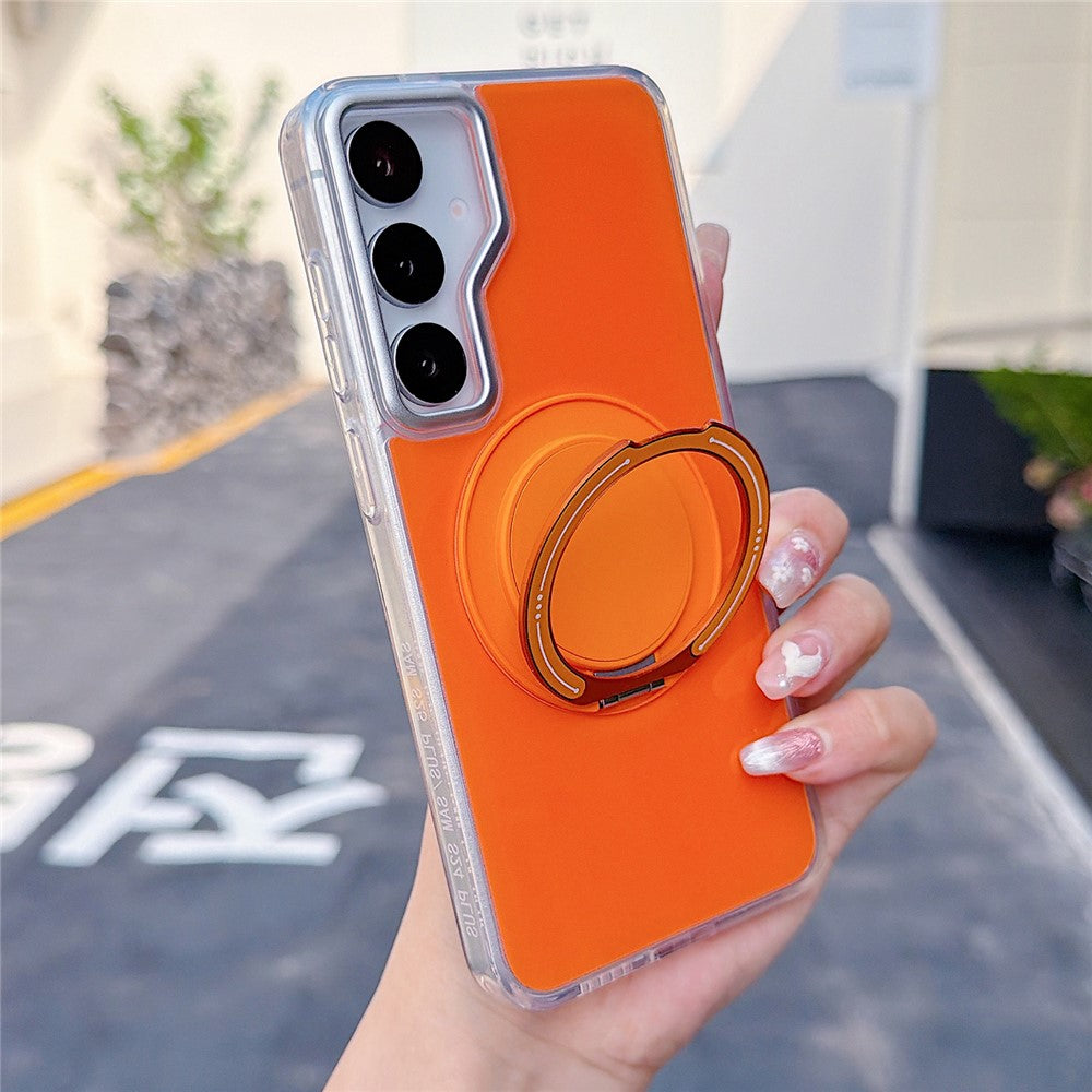 For Samsung Galaxy S25 / S24 Case Rotating Ring Holder Kickstand TPU + Acrylic Shockproof Phone Cover