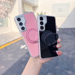 For Samsung Galaxy S25+ / S24+ Case Rotating Ring Holder Kickstand TPU + Acrylic Shockproof Phone Cover